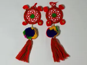 1 Pair Indian DIY Home Decor Multicolor Pompom Tribal Tassels Curtains Christmas Crafting Jewelry Decorative Key Charms Latkan Embellishment