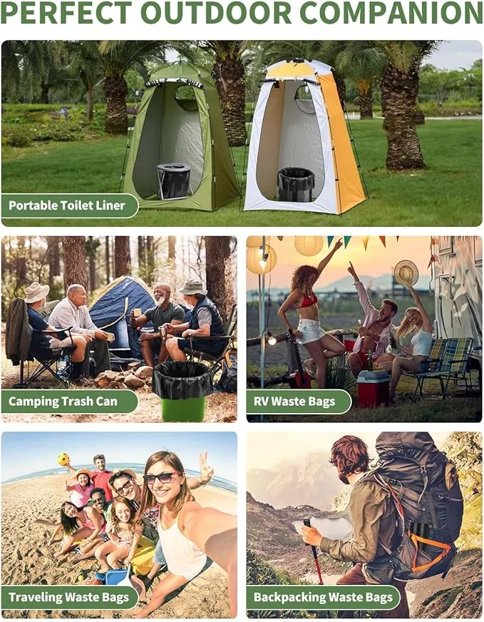 100 Portable Toilet Bags, Thick Biodegradable Camping Toilet Bags for Portable Potty, 8 Gal Compost Toilet Waste Bags Potty Bags for 5 Gallon Bucket Toilet Seat Adults Outdoor, 1.1 Mil