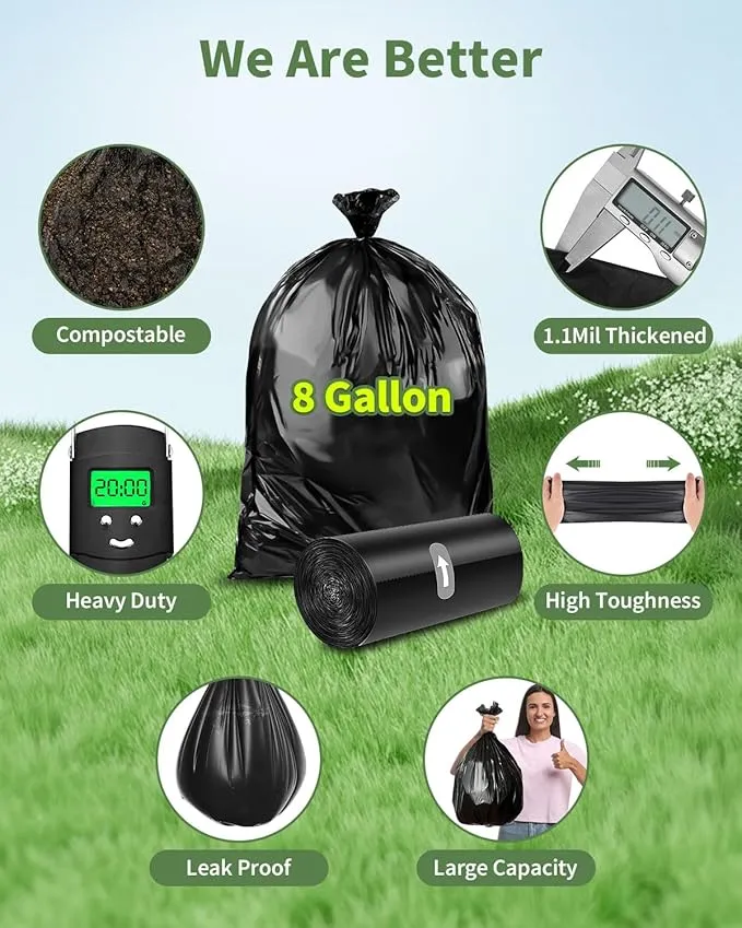 100 Portable Toilet Bags, Thick Biodegradable Camping Toilet Bags for Portable Potty, 8 Gal Compost Toilet Waste Bags Potty Bags for 5 Gallon Bucket Toilet Seat Adults Outdoor, 1.1 Mil