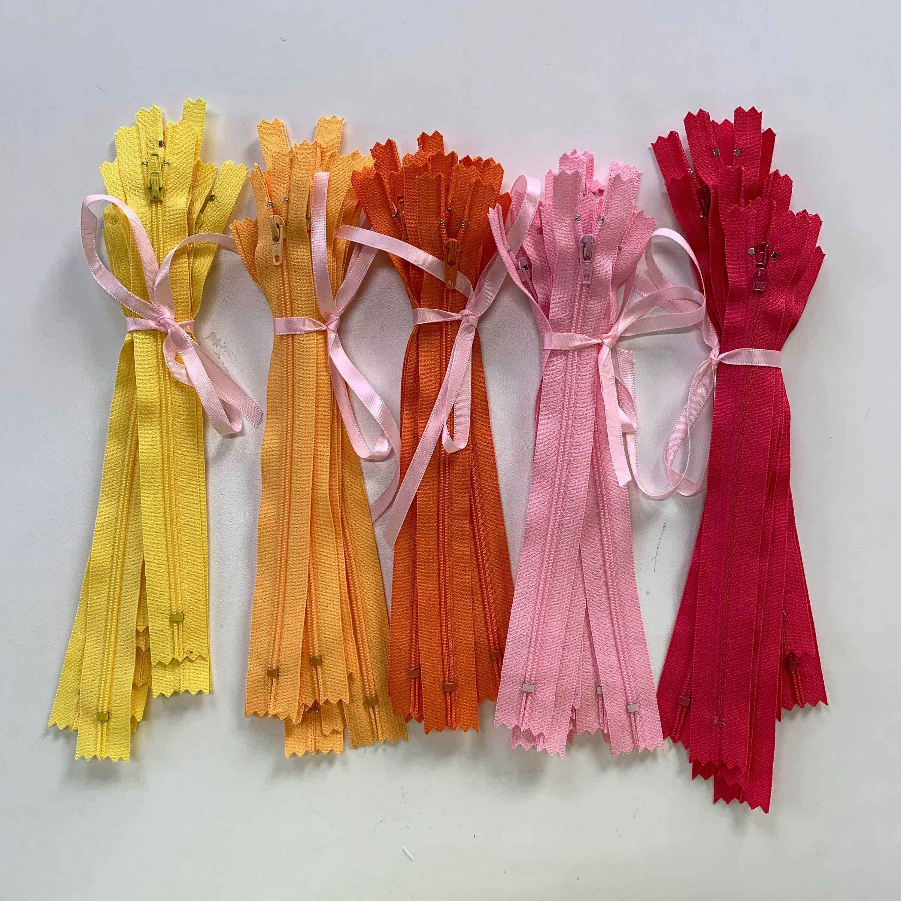 10pc Light Pink YKK nylon zipper 16"
