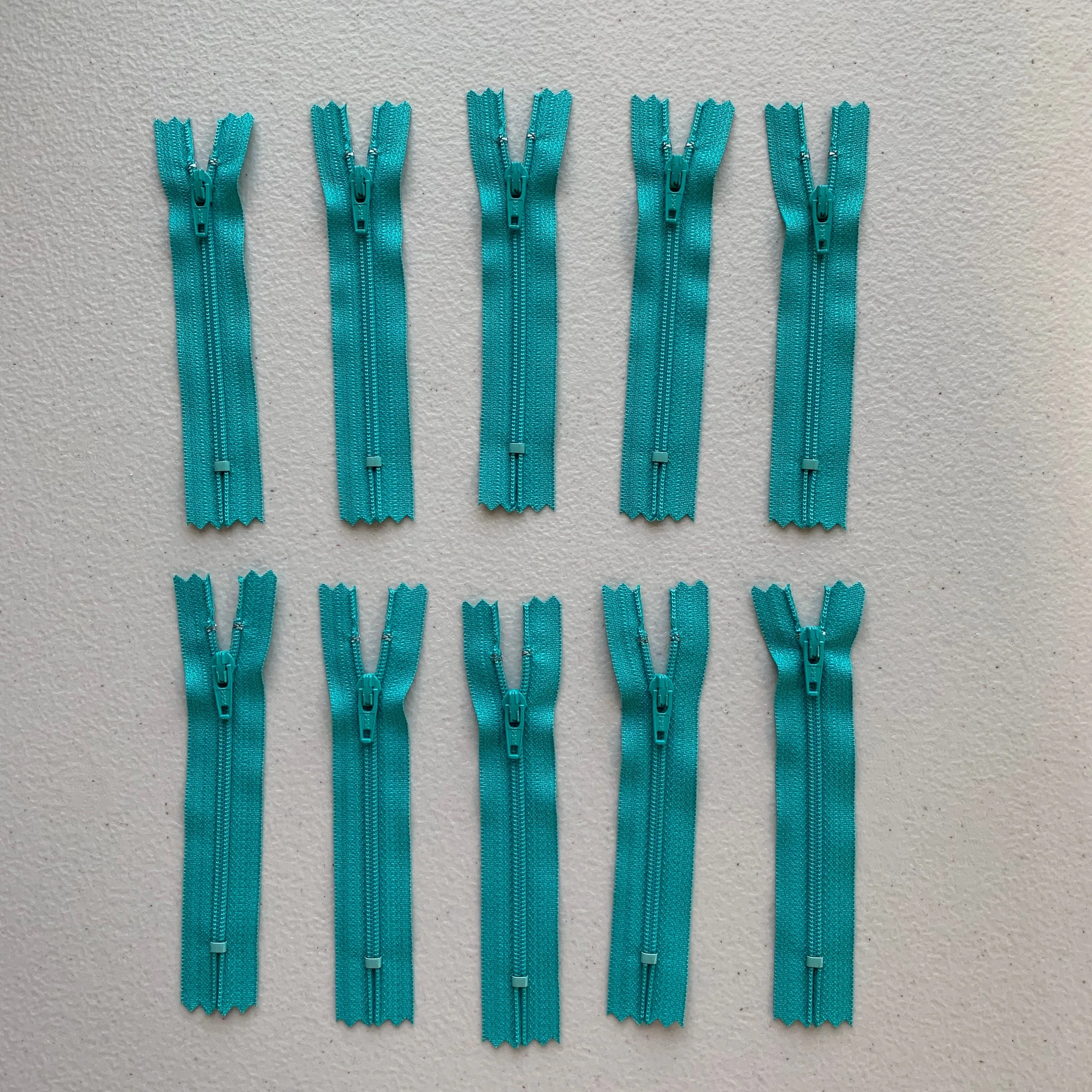 10pc Teal YKK nylon zipper