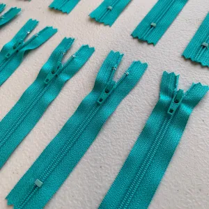 10pc Teal YKK nylon zipper