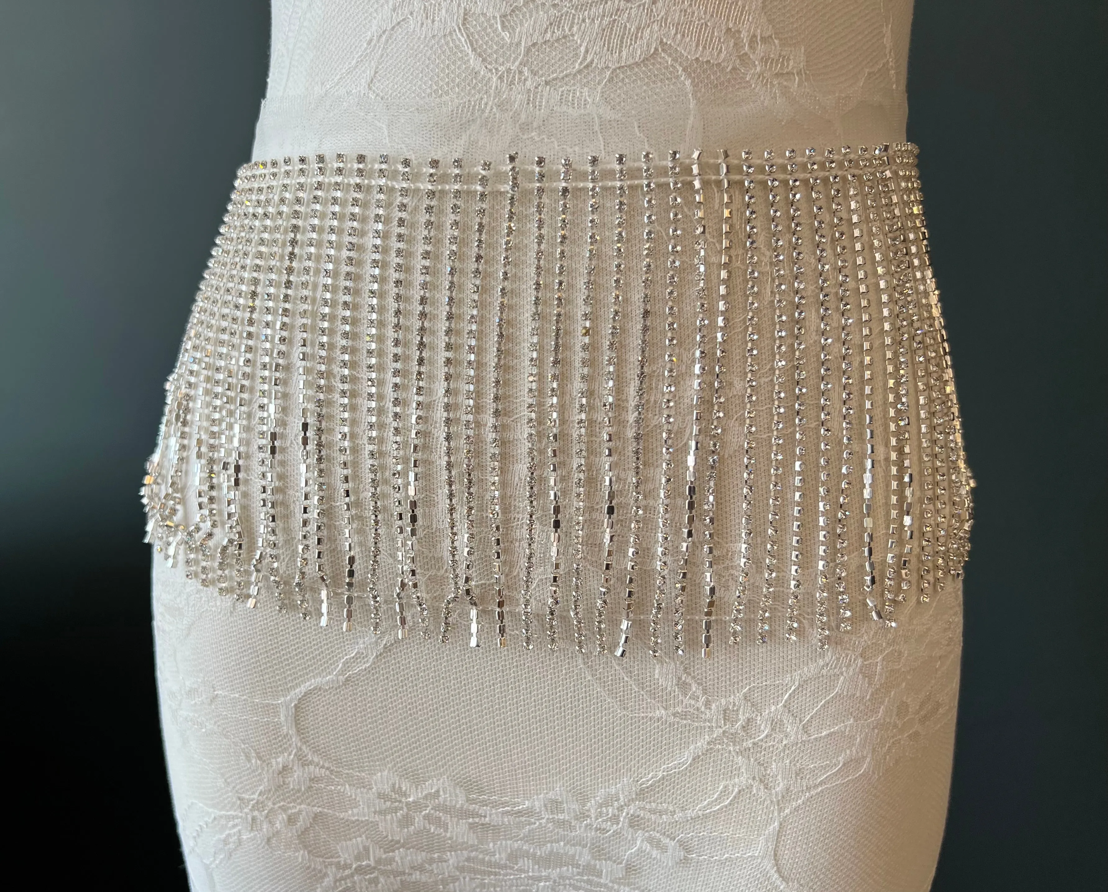 12cm Diamante Chain Fringe
