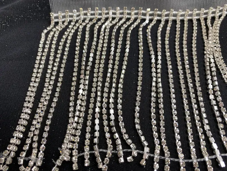 12cm Diamante Chain Fringe