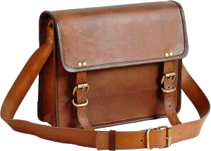 13" leather messenger bag laptop case office briefcase gift for men computer distressed shoulder bag