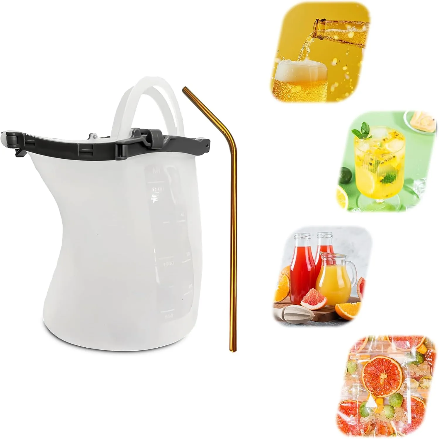 1.5L 2Pack Reusable Food Storage Bags, Stand Up Freezer Bag Extra Thick Silicone Leakproof for Meats, Cereal, Vegetables, Snack, Lunch, Microwave Safe & Portable for Travel Item
