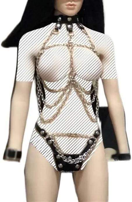 1/6 Scale Female Soldier Model Figure Doll Leather Body Chain Metal Waist Chain Belts for 12 inch Action Figure Doll Body Accessories Doll