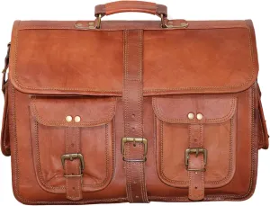 16" leather messenger bag laptop case office briefcase gift for men computer distressed shoulder bag