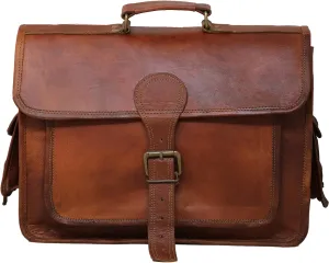 16" leather messenger bag laptop case office briefcase gift for men computer distressed shoulder bag