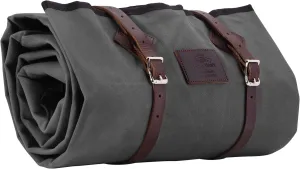 1844 Helko Werk Handmade Waxed Canvas Cowboy Bedroll - Camping Bed Roll with Leather Straps and Zipper - Waterproof Waxed Canvas Portable Bed - Packable Sleeping Bag (Bedroll Slate Gray) #F8761SG