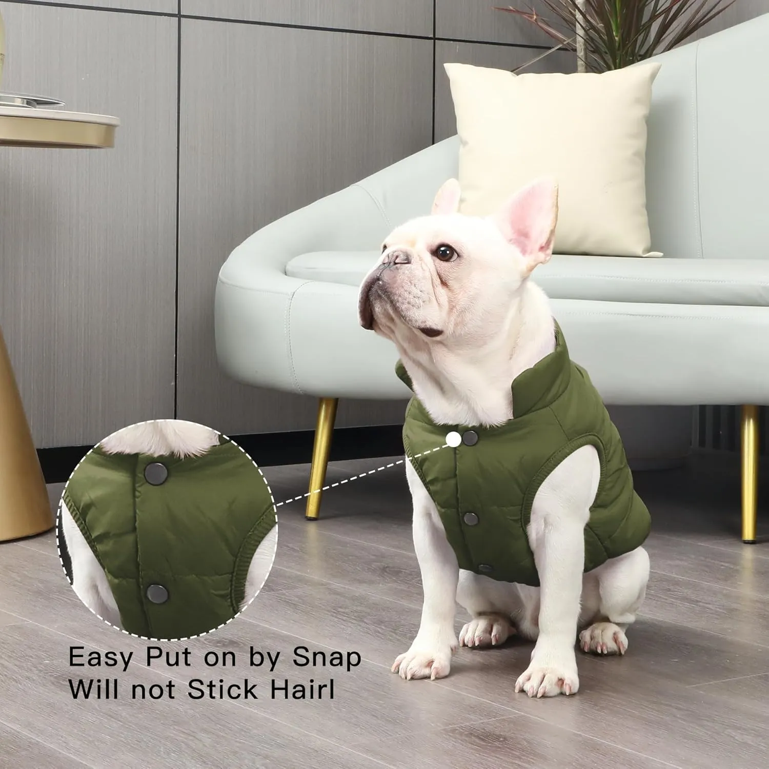2 Layers Fleece Lined Warm Dog Jacket for Winter Cold Weather,Soft Windproof Medium Dog Coat,Green L