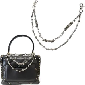 2 Pack 21.26 Inch Punk Thorns Purse Chains Straps Replacement Metal Bag Chains for DIY Handbag Shoulder Crossbody Bag Clutch