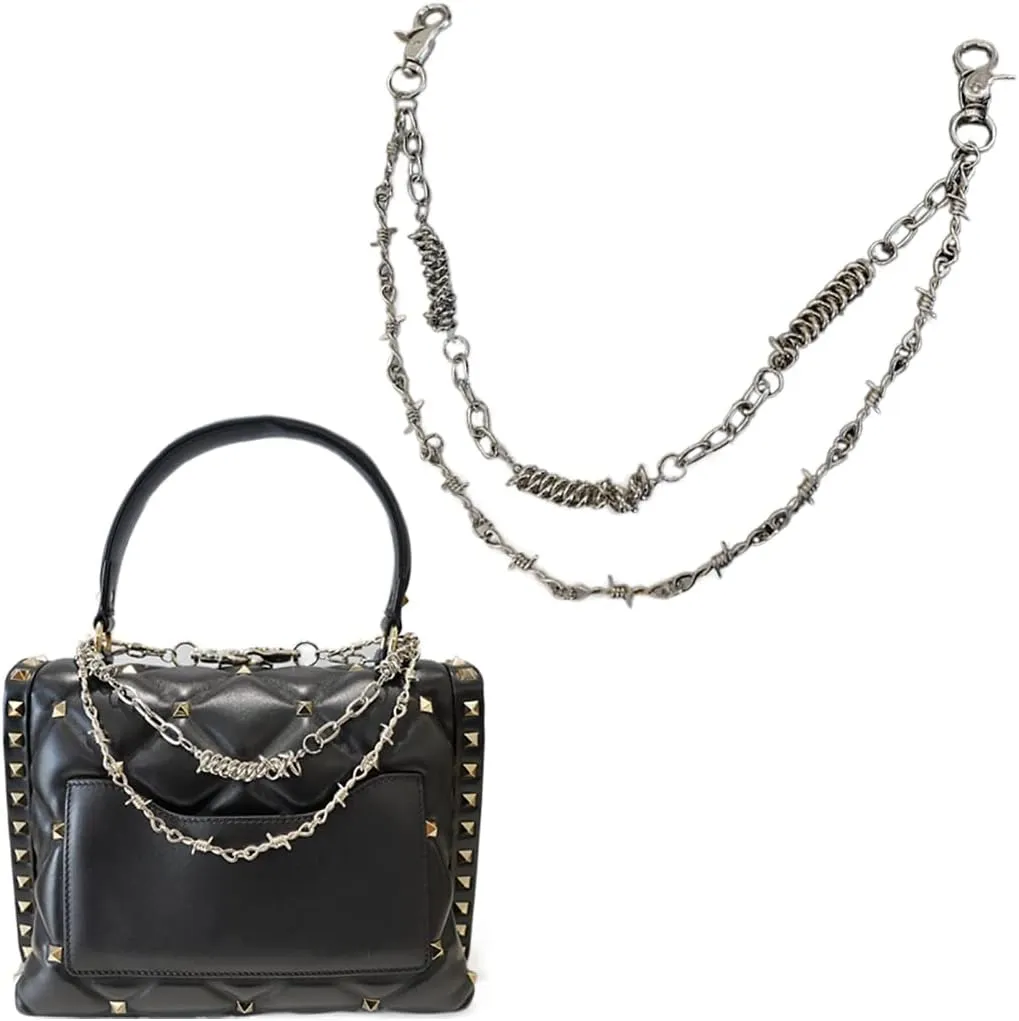 2 Pack 21.26 Inch Punk Thorns Purse Chains Straps Replacement Metal Bag Chains for DIY Handbag Shoulder Crossbody Bag Clutch