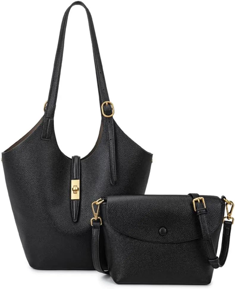 2 Pcs Slouchy Bucket Bag Women Trendy PU Leather Hobo Bags Underarm Shoulder Bag Cute Crossbody Purse Tote Handbag 2025