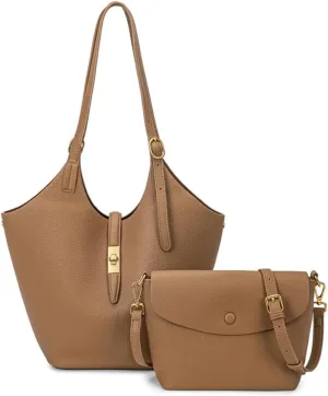 2 Pcs Slouchy Bucket Bag Women Trendy PU Leather Hobo Bags Underarm Shoulder Bag Cute Crossbody Purse Tote Handbag 2025
