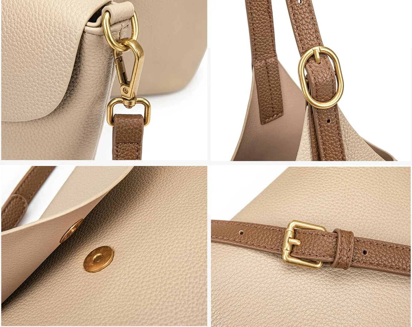 2 Pcs Slouchy Bucket Bag Women Trendy PU Leather Hobo Bags Underarm Shoulder Bag Cute Crossbody Purse Tote Handbag 2025