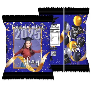 20-Custom Personalized GRADUATION-THEME Treat Exchange Bags Choose Your School Colors! Kids Adult Party Personalized WITH NAME AND PICTURE! (20 Bag Covers)