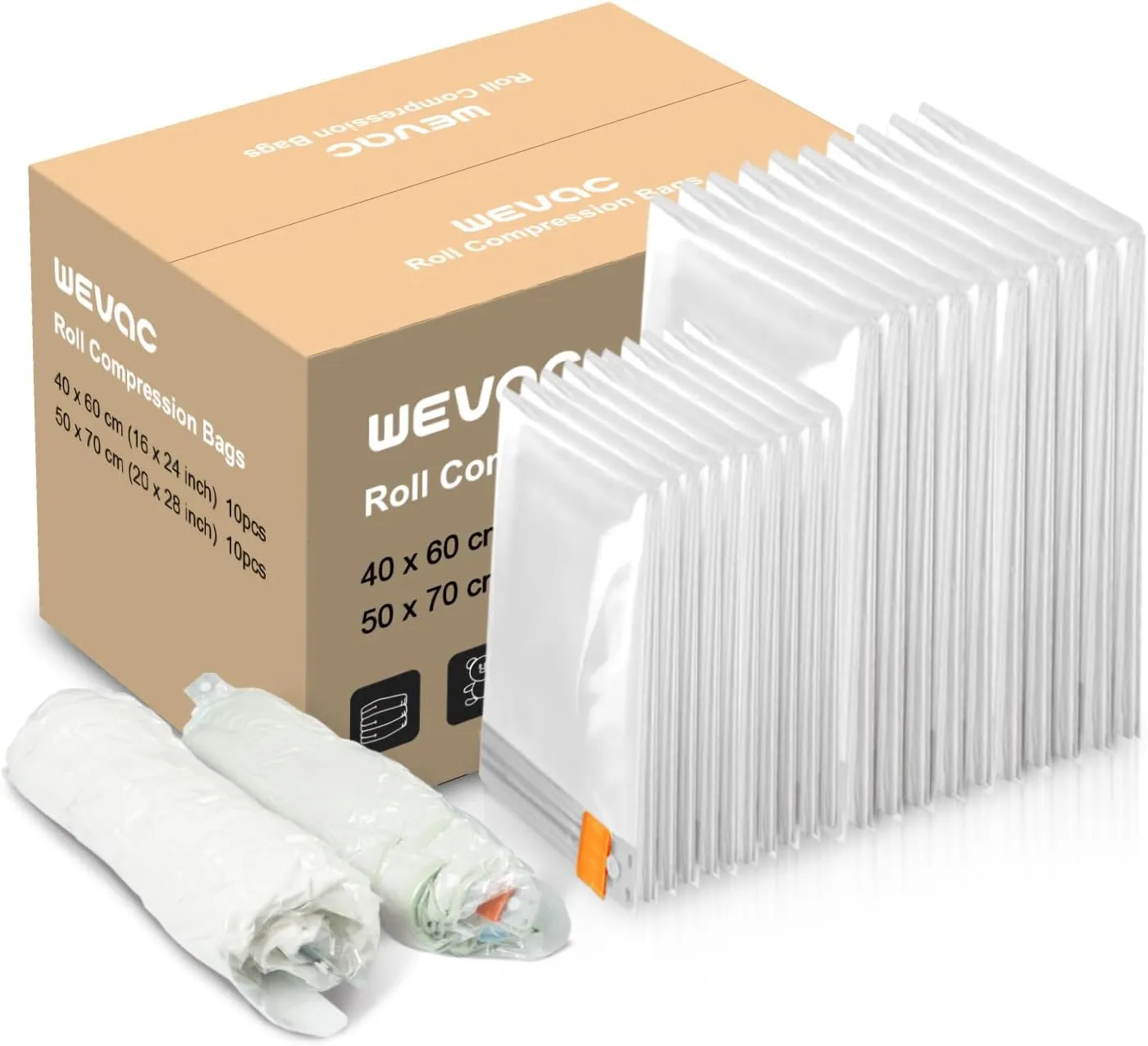 [2024 NEW] 20 Compression Travel Bags - Space Saver Bags for Travelling (10 Large, 10 Medium), Wevac