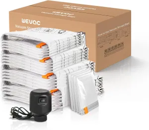 [2024 NEW] 20 Pack Vacuum Storage Bag (4 Jumbo/4 Large/4 Medium/4 Small/4 Roll) | Electric Pump | Space Saver | Rapid Vacuum | Double Zip | Clip Stopper | Clothes, Blanket Compression and Travelling