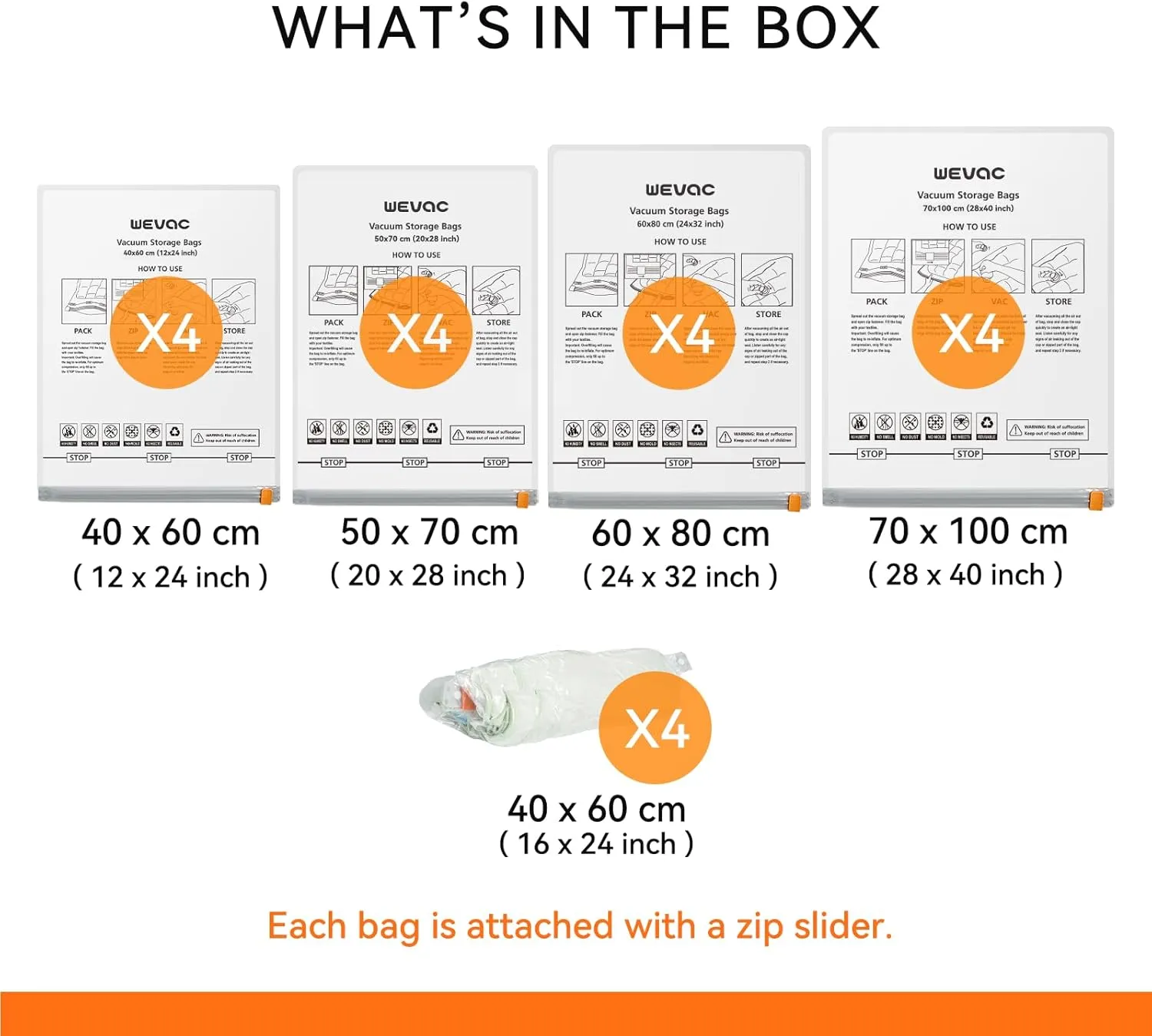 [2024 NEW] 20 Pack Vacuum Storage Bags (4 Jumbo/4 Large/4 Medium/4 Small/4 Roll) | Space Saver | Rapid Vacuum | Double Zip Seal | Clip Stopper | Ideal for Clothes, Blankets Compression and Travelling