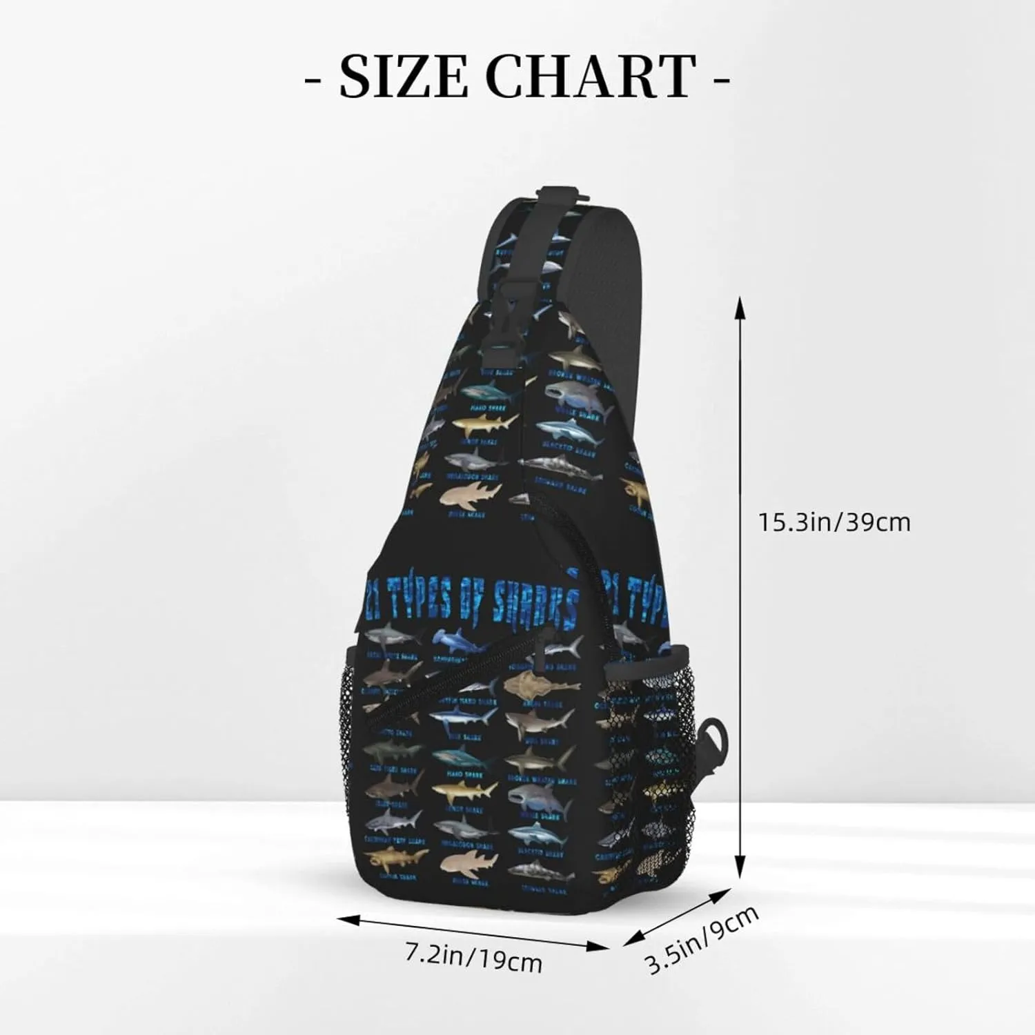 21 Types Of Sharks Ocean Animal Chest Sling Bag Crossbody Shoulder Backpack Bag Gym Cycling Daypack Travel Hiking Cross Bag