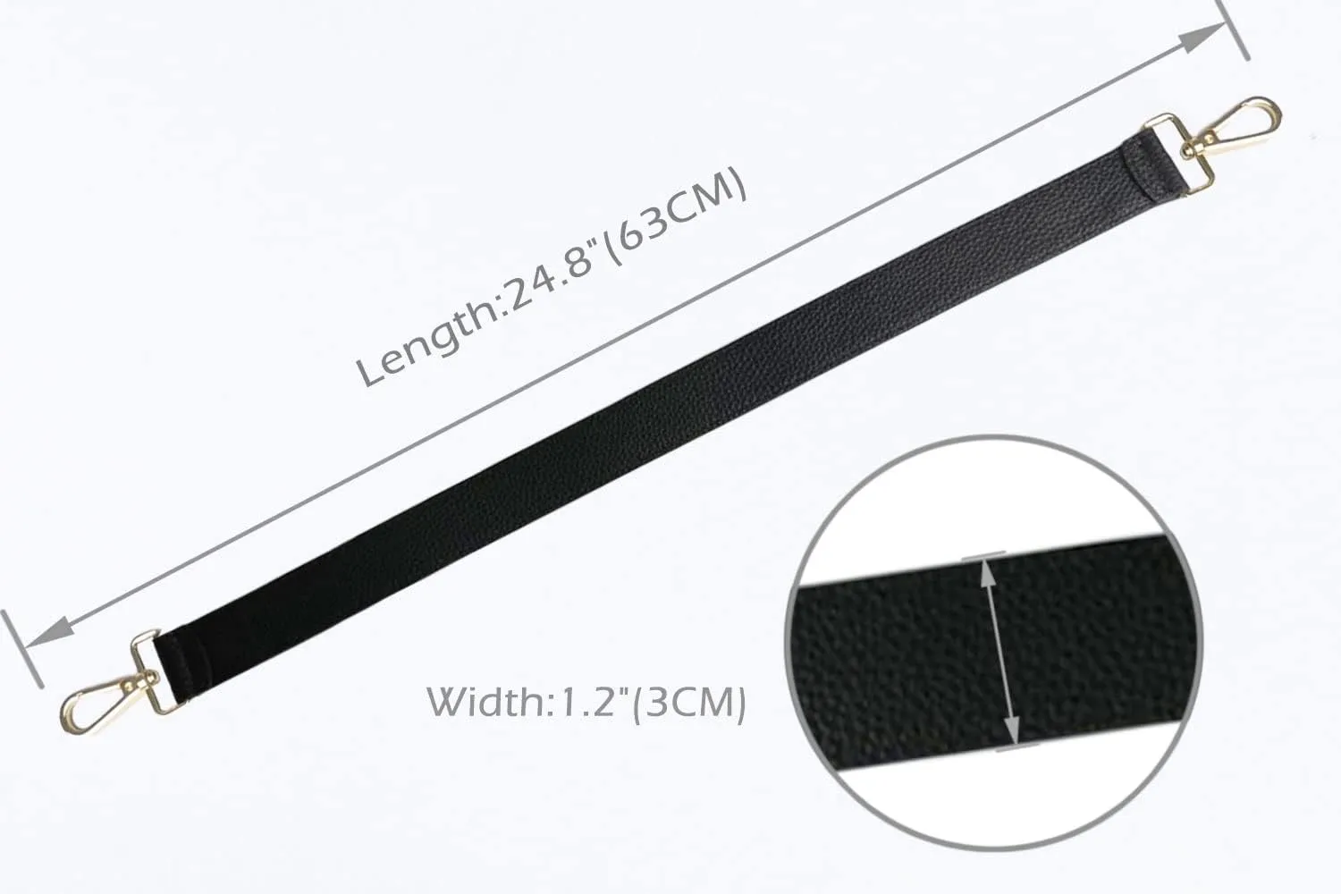 24.8” Leather Replacement Strap for Handbags Shoulder Bag with Metal Buckles