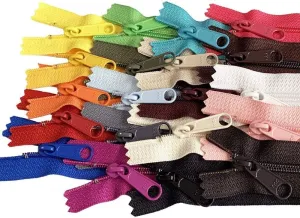 25pcs Assorted Colors - YKK #4.5 Coil Handbag Long Pull Zippers - Made in The United States (20" Inches)
