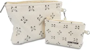 2pcs Cosmetic Bags,makeup bag for women,aesthetic organizer toiletry bags,travel essentials,travel size toiletries,a small make up bag and a big make up bag(cat bag)