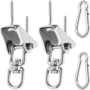 2Pcs Heavy Duty Swing Hangers Screws Bolts 1000 lb Capacity Hammock Hanger 360 Swivel Stainless Steel Swing Hardware Accessories for Porch Playground Yoga Heavy Bag Outdoor