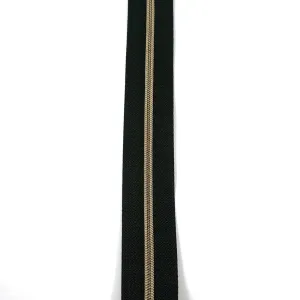 #3 Emmaline Zippers-by-the-Yard 10yds Black Antique Brass Teeth