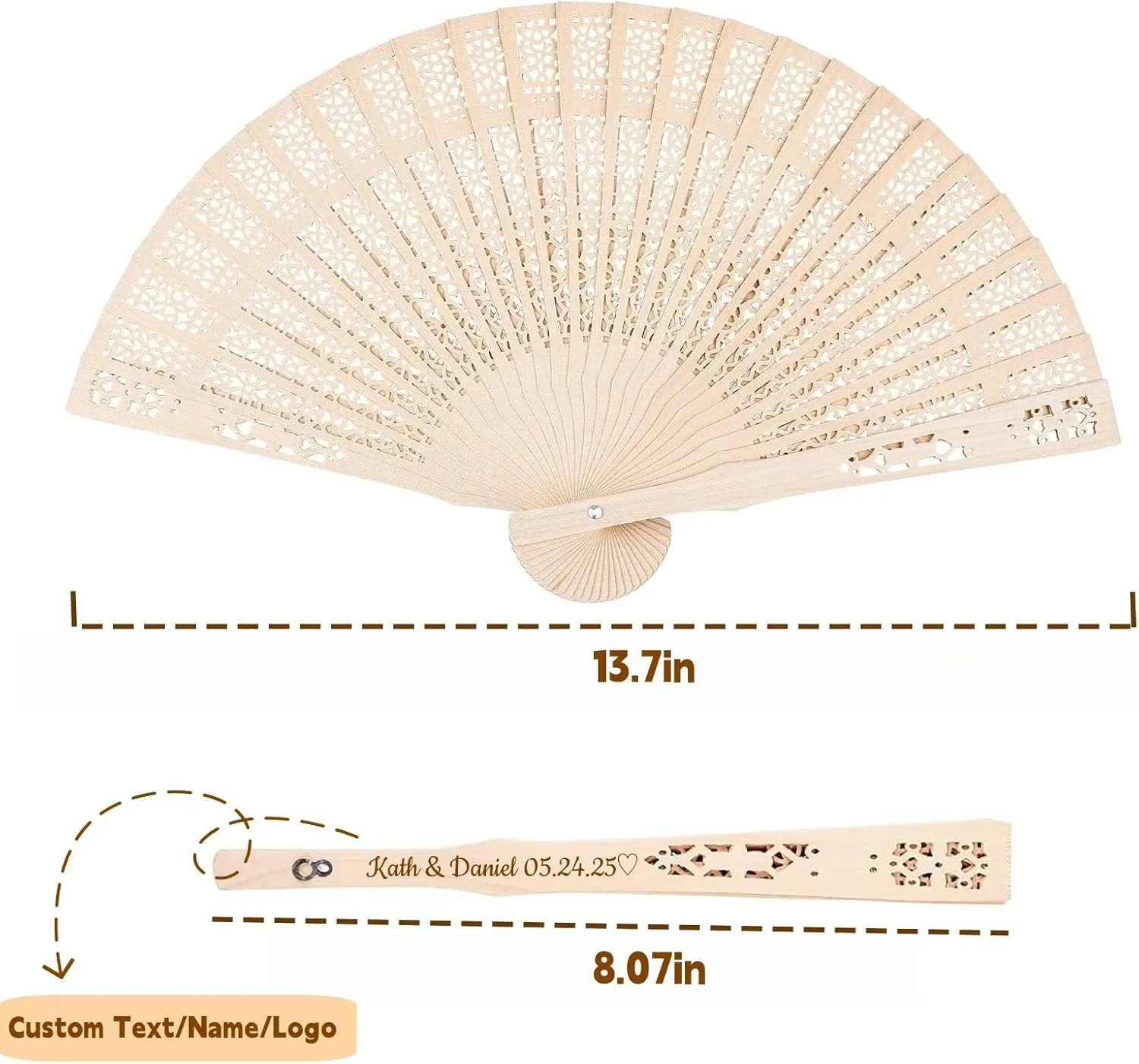 30Pcs Personalized Wooden Hand Fans Wedding Fans for Guests Bulk Custom Sandalwood Engraved Wedding Fans with Tassels and Organza Bags Handheld Foldable Wooden Wedding Party Favors (30)