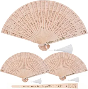 30Pcs Personalized Wooden Hand Fans Wedding Fans for Guests Bulk Custom Sandalwood Engraved Wedding Fans with Tassels and Organza Bags Handheld Foldable Wooden Wedding Party Favors (30)