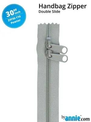 30" Handbag Zippers - Double-slide Light Gray