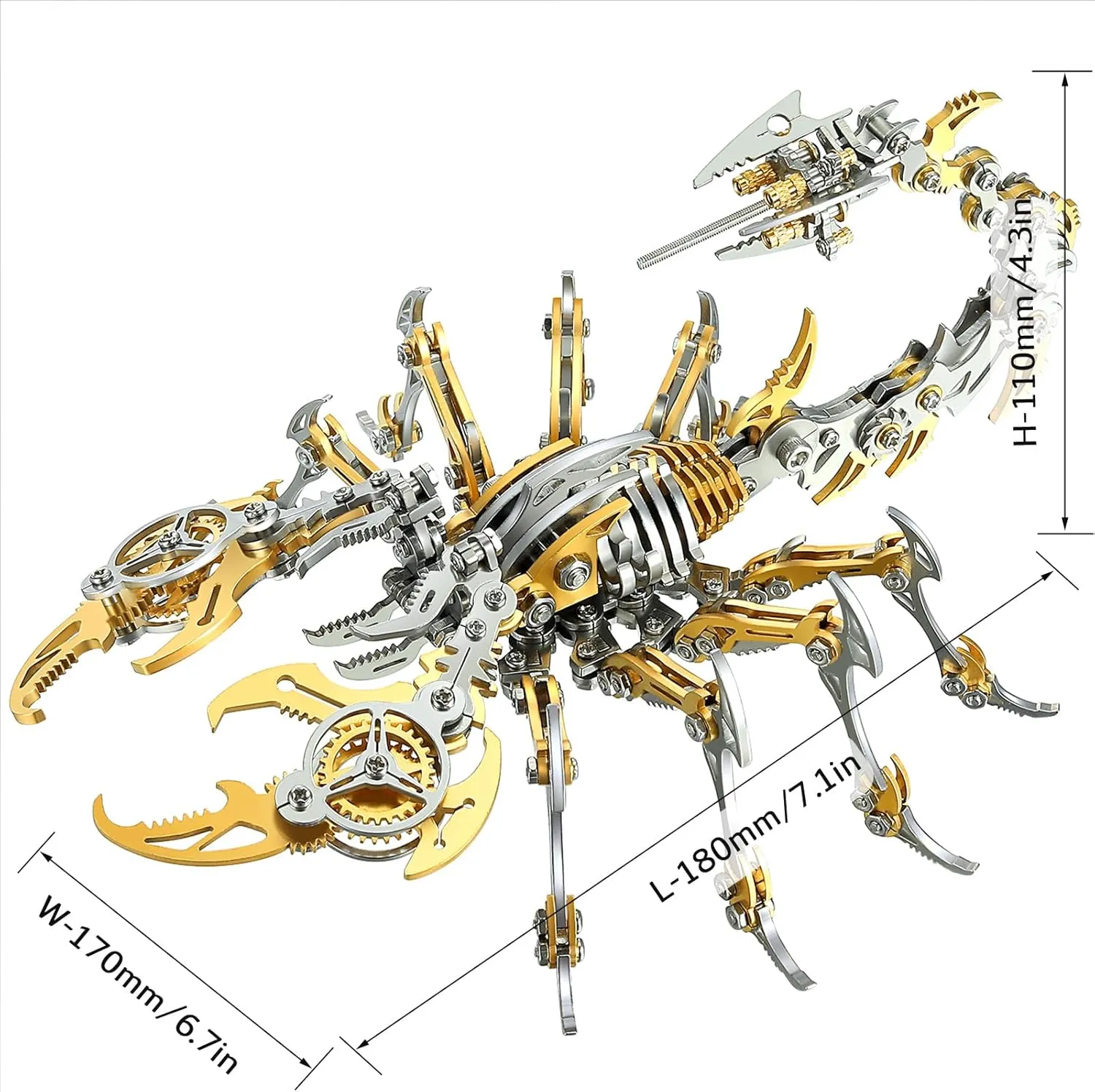 3D Metal Scorpion Puzzles for Adults 3-D Puzzles Metal Model Kits to Build DIY Assembly Mechanical Puzzle Building Block Toys with Tool Brain Teaser Craft for Home Decor (Metal Scorpion-Golden)