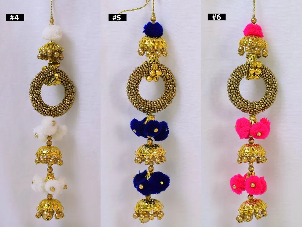 4 Pairs Decorative Tassels Indian Handmade Tribal Hippie Pom Pom for Curtains Christmas DIY Crafting Jewelry Key Charms Gypsy Embellishments