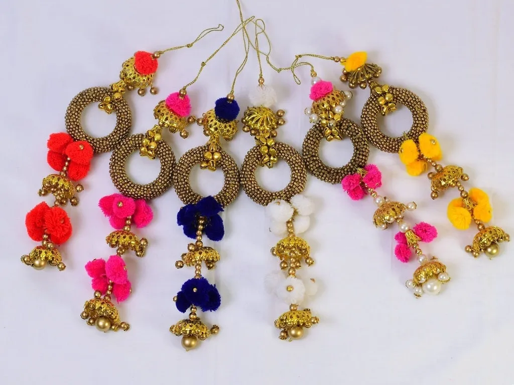 4 Pairs Decorative Tassels Indian Handmade Tribal Hippie Pom Pom for Curtains Christmas DIY Crafting Jewelry Key Charms Gypsy Embellishments