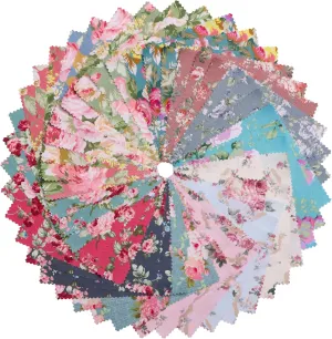 42Pcs 10" Squares Layer Cake Fabric, Pre-Cut 10x10 Cloth Squares Bundles for Sewing Patchwork, Quilting Supplies, Layer Cake Fabric for Quilting 10 inch - Retro Floral
