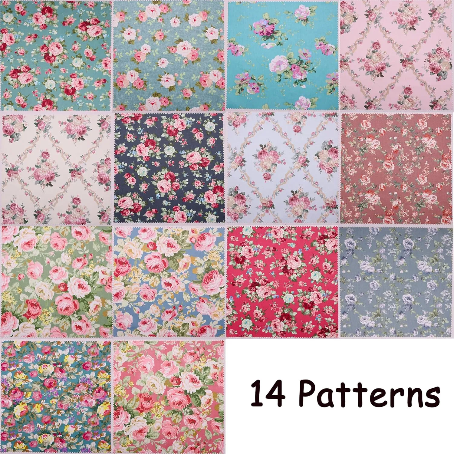 42Pcs 10" Squares Layer Cake Fabric, Pre-Cut 10x10 Cloth Squares Bundles for Sewing Patchwork, Quilting Supplies, Layer Cake Fabric for Quilting 10 inch - Retro Floral