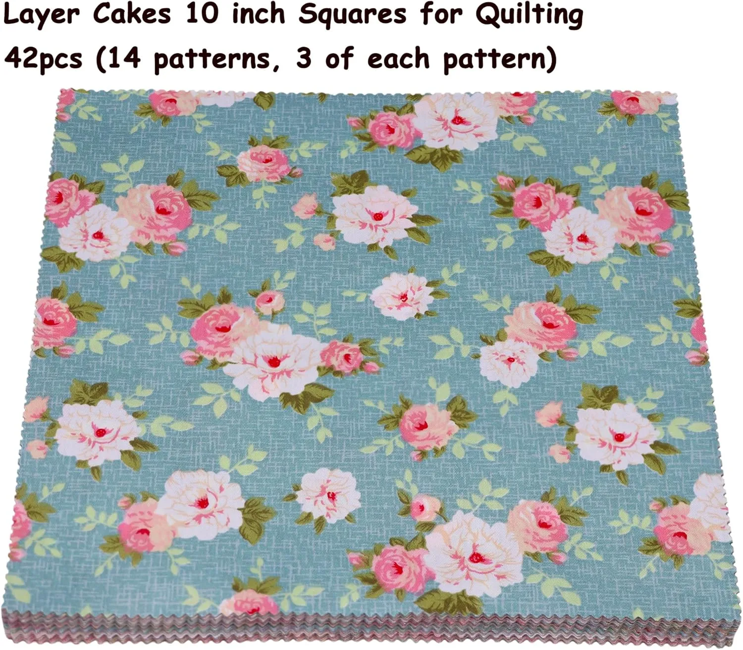 42Pcs 10" Squares Layer Cake Fabric, Pre-Cut 10x10 Cloth Squares Bundles for Sewing Patchwork, Quilting Supplies, Layer Cake Fabric for Quilting 10 inch - Retro Floral