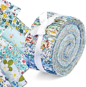 45 Pcs Blue Series Fabric Jelly Rolls - Plain Weave Cotton Strips for Quilting and Patchwork Craft