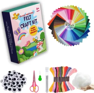 45Pcs Felt Sheets with Box Felt Craft Sheet Kits