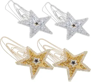 4Pcs Star Shape Coat Patches Wear Resistant Embellishments for Clothes Decoration Easy to Apply Patches for Hats Bags and More