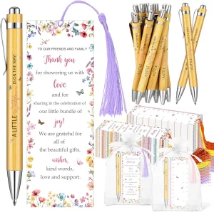 50 Sets Baby Shower Bookmark Favors with 50 Baby Shower Ballpoint Pen and Organza Bags Gender Reveal Gifts for Guest Prizes Girl and Boy Gender Reveal(Wildflowers,Colorful)