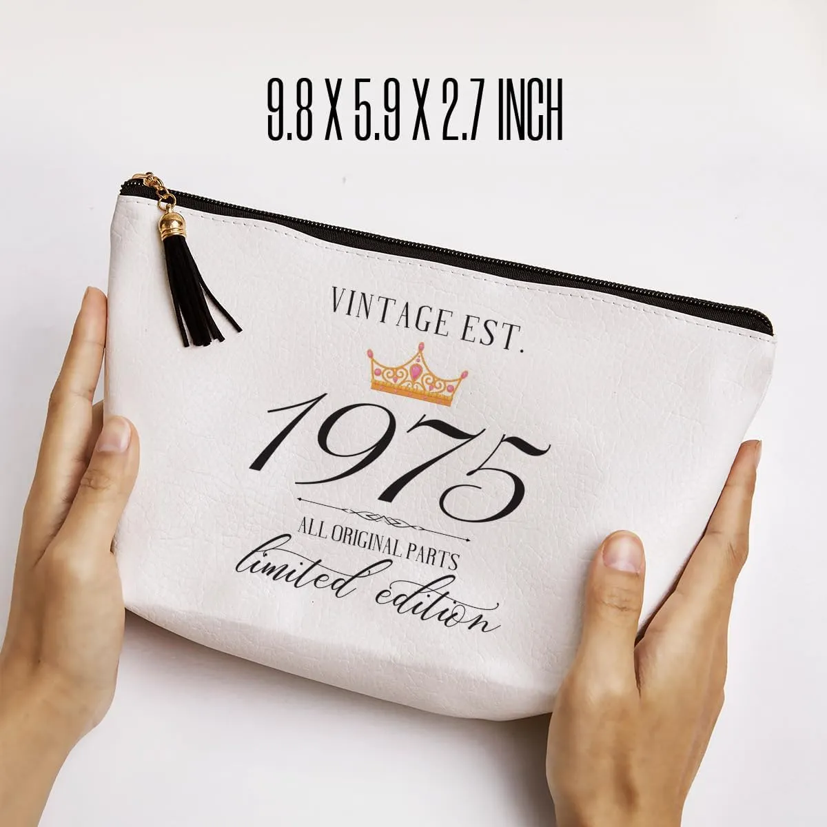 50th Birthday Gifts for Women Friendship Best Friend Birthday Gift Ideas for Grandma Mom Aunt Sister Funny Makeup Bag Travel Toiletries Bags Vintage Est 1975 Limited Edition Bday Gift from Women.