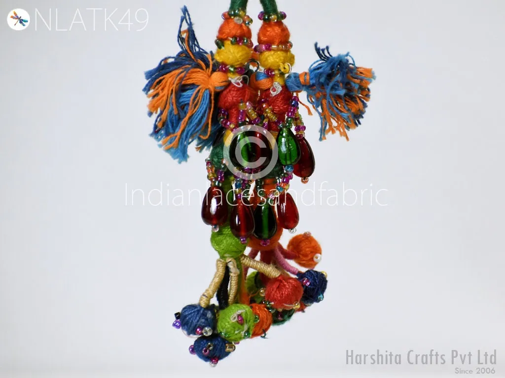 6 Pcs Handmade Tassels, Kutch Tribal Gypsy Cotton Decorative For Dresses, Hair Accessory Embellishments, Camel Swag DIY Craft Charms Jewelry