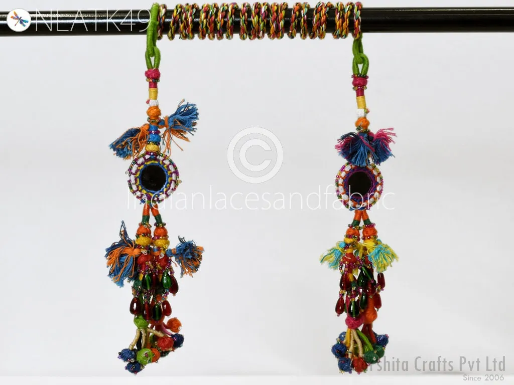 6 Pcs Handmade Tassels, Kutch Tribal Gypsy Cotton Decorative For Dresses, Hair Accessory Embellishments, Camel Swag DIY Craft Charms Jewelry