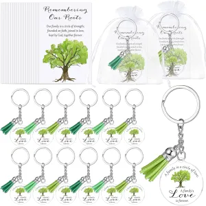 60 Sets Family Reunion Favors Family Tree Keychains with Inspirational Card and Gift Bags, Need to Tear off the Front Film
