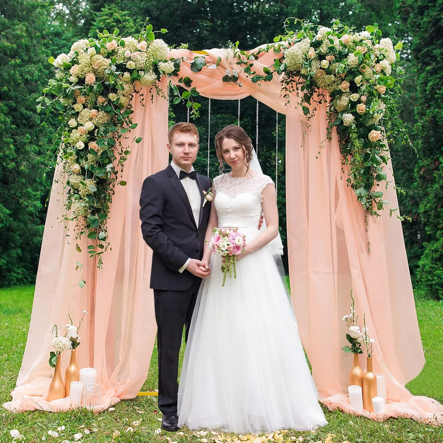 6.6FT x 5.2FT Gold Wedding Arches for Ceremony Rectangular Metal Balloon Arch Stand Kit Garden Floral Square Arch Frame Background for Anniversary Birthday Party Bridal Shower Decoration Home Decor