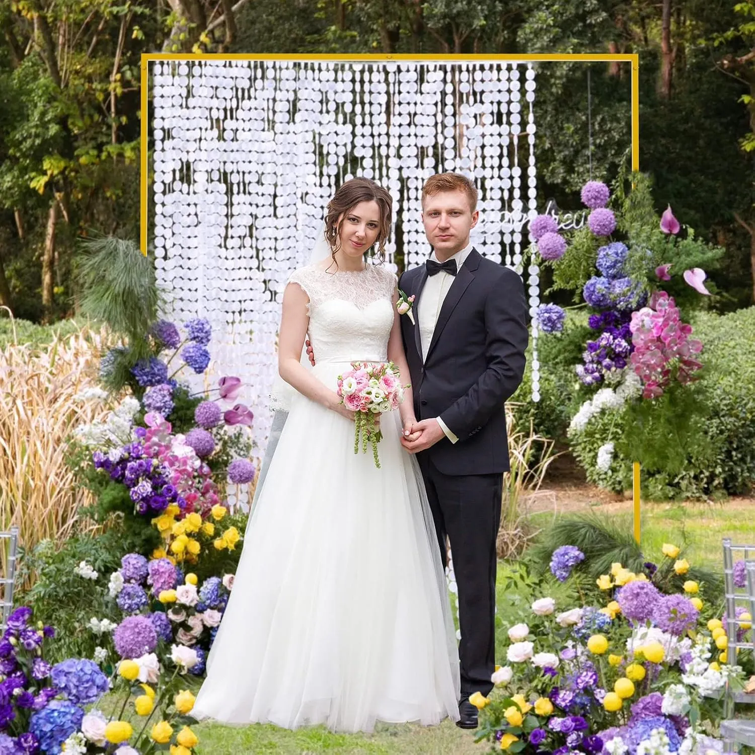 6.6FT x 5.2FT Gold Wedding Arches for Ceremony Rectangular Metal Balloon Arch Stand Kit Garden Floral Square Arch Frame Background for Anniversary Birthday Party Bridal Shower Decoration Home Decor