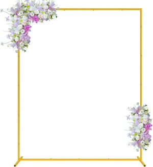 6.6FT x 5.2FT Gold Wedding Arches for Ceremony Rectangular Metal Balloon Arch Stand Kit Garden Floral Square Arch Frame Background for Anniversary Birthday Party Bridal Shower Decoration Home Decor